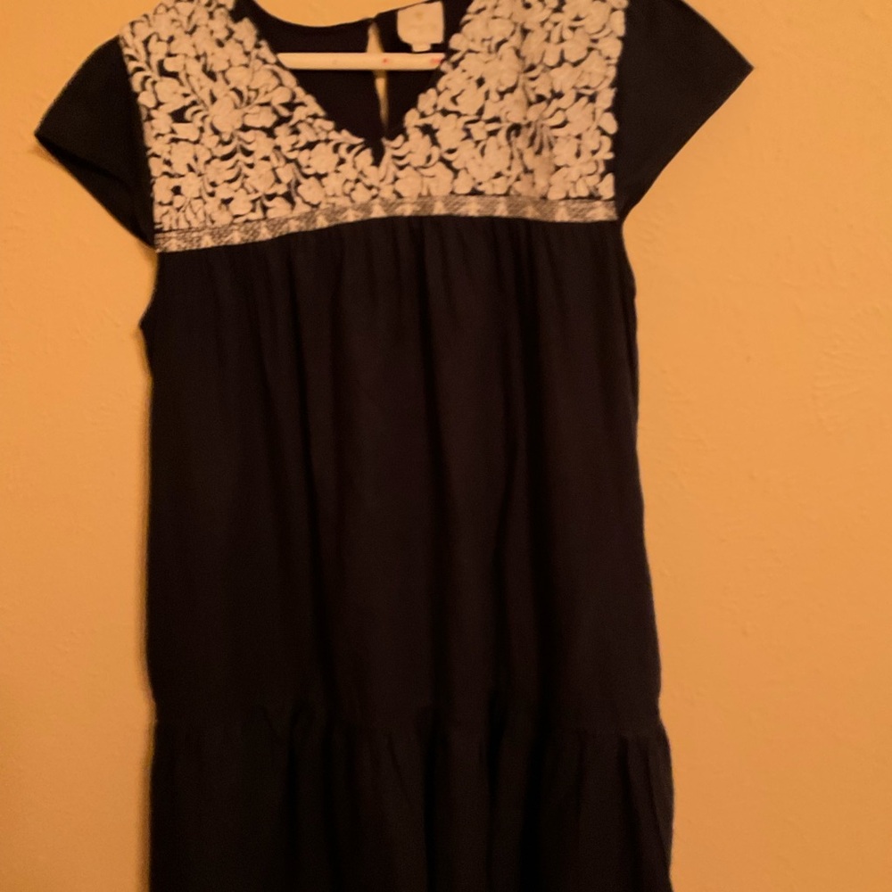 Navy and White embroidery dress